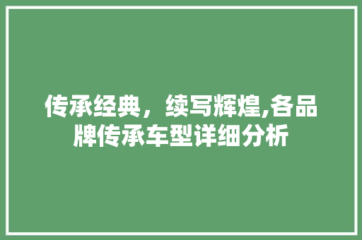 传承经典，续写辉煌,各品牌传承车型详细分析