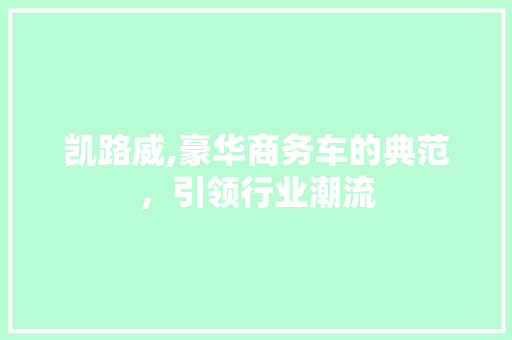 凯路威,豪华商务车的典范，引领行业潮流