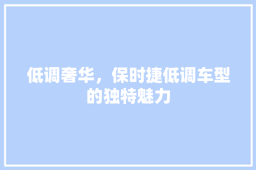 低调奢华，保时捷低调车型的独特魅力
