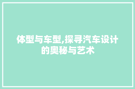 体型与车型,探寻汽车设计的奥秘与艺术