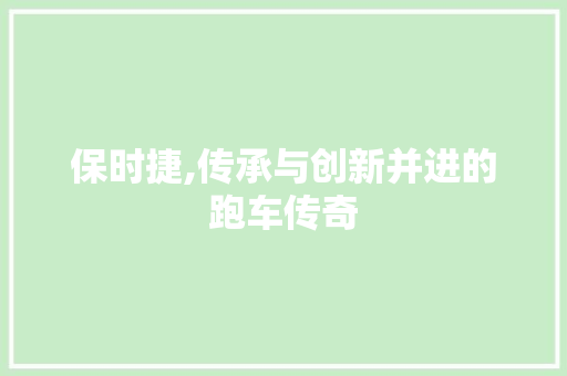 保时捷,传承与创新并进的跑车传奇