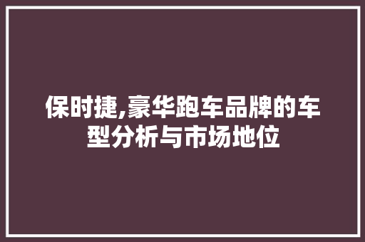 保时捷,豪华跑车品牌的车型分析与市场地位