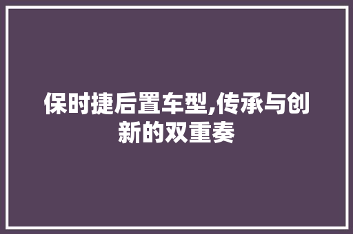 保时捷后置车型,传承与创新的双重奏