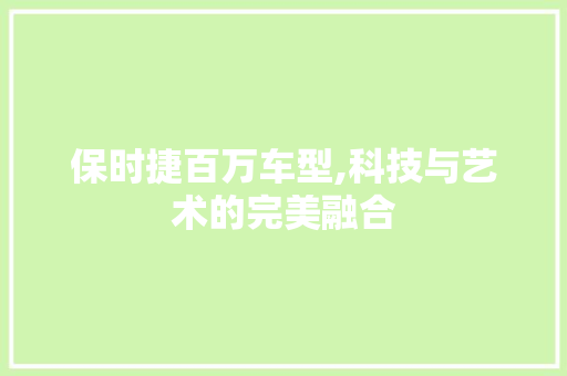 保时捷百万车型,科技与艺术的完美融合