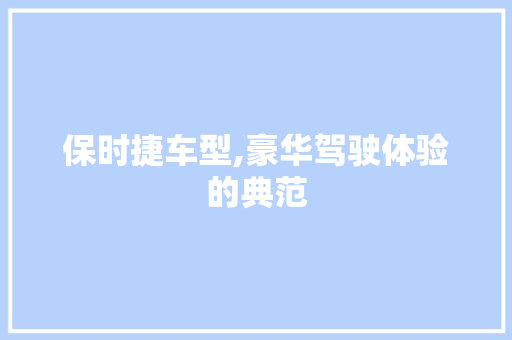 保时捷车型,豪华驾驶体验的典范 新能源汽车