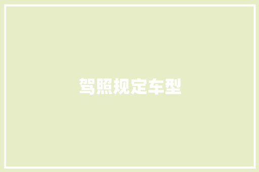 驾照规定车型