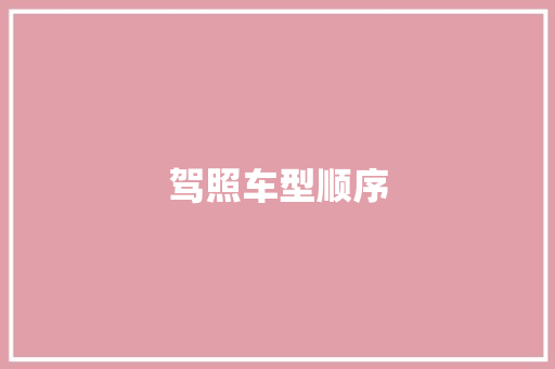驾照车型顺序