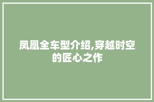 凤凰全车型介绍,穿越时空的匠心之作