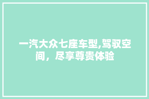 一汽大众七座车型,驾驭空间，尽享尊贵体验