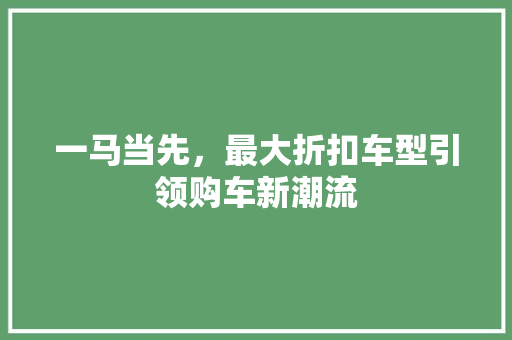一马当先，最大折扣车型引领购车新潮流 汽车配件
