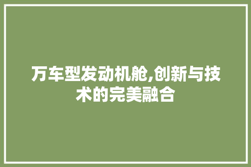 万车型发动机舱,创新与技术的完美融合