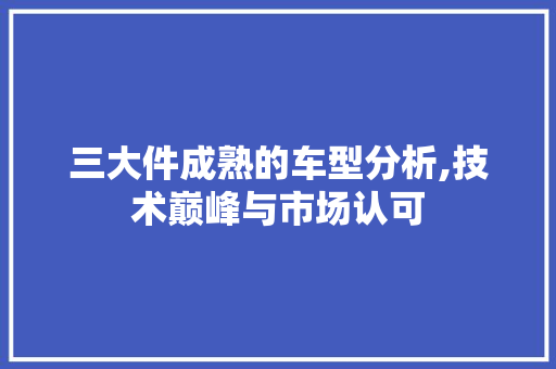 三大件成熟的车型分析,技术巅峰与市场认可