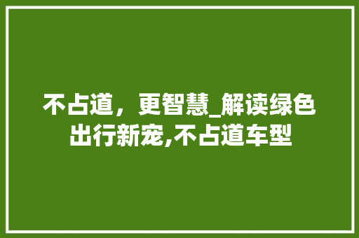 不占道，更智慧_解读绿色出行新宠,不占道车型