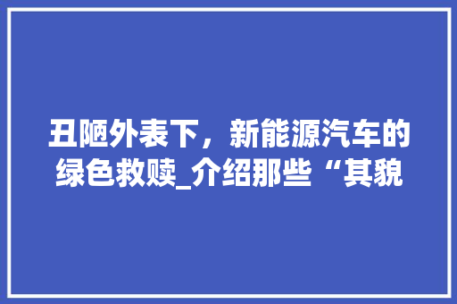 丑陋外表下，新能源汽车的绿色救赎_介绍那些“其貌不扬”的电动车