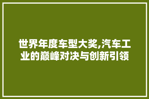世界年度车型大奖,汽车工业的巅峰对决与创新引领 汽车配件