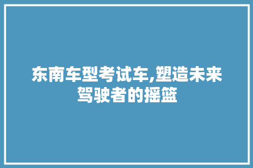 东南车型考试车,塑造未来驾驶者的摇篮