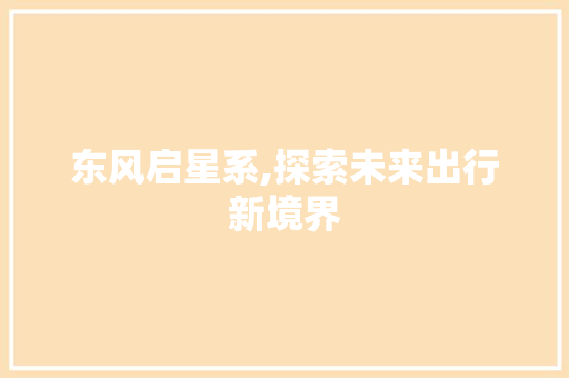 东风启星系,探索未来出行新境界