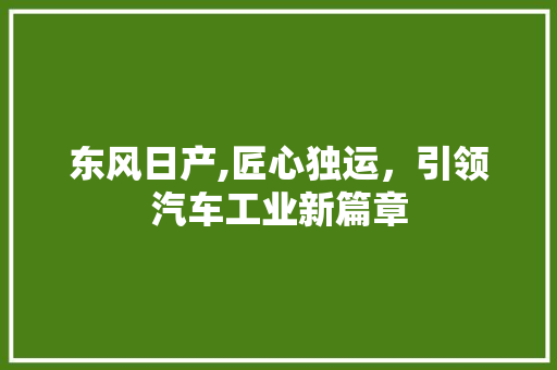 东风日产,匠心独运，引领汽车工业新篇章