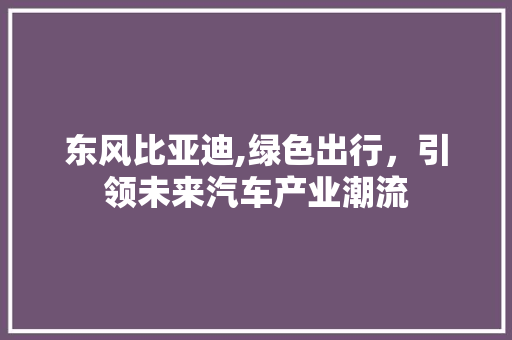 东风比亚迪,绿色出行，引领未来汽车产业潮流