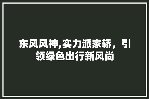 东风风神,实力派家轿，引领绿色出行新风尚