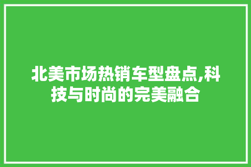 北美市场热销车型盘点,科技与时尚的完美融合