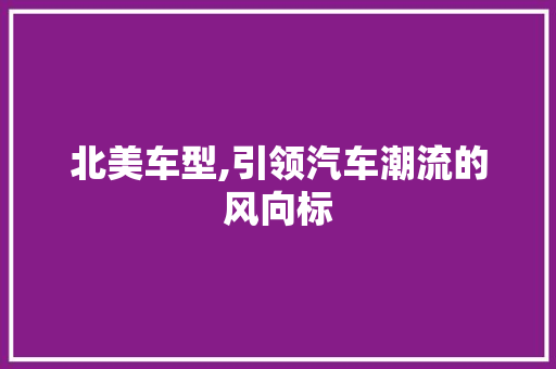 北美车型,引领汽车潮流的风向标