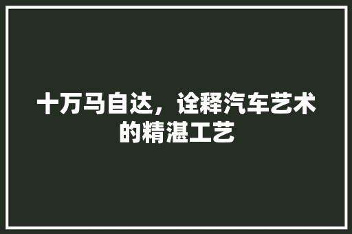 十万马自达，诠释汽车艺术的精湛工艺