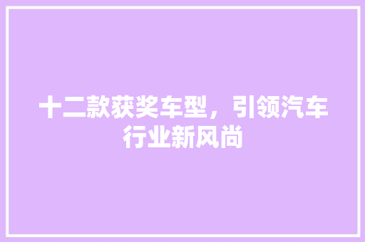 十二款获奖车型，引领汽车行业新风尚