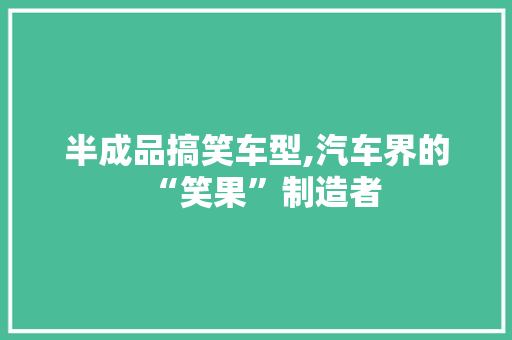 半成品搞笑车型,汽车界的“笑果”制造者