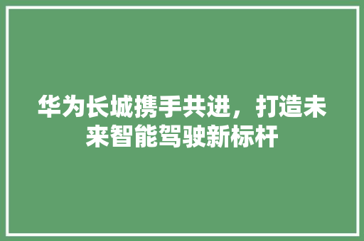 华为长城携手共进，打造未来智能驾驶新标杆