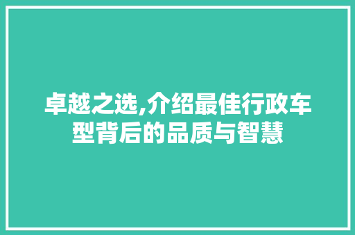 卓越之选,介绍最佳行政车型背后的品质与智慧