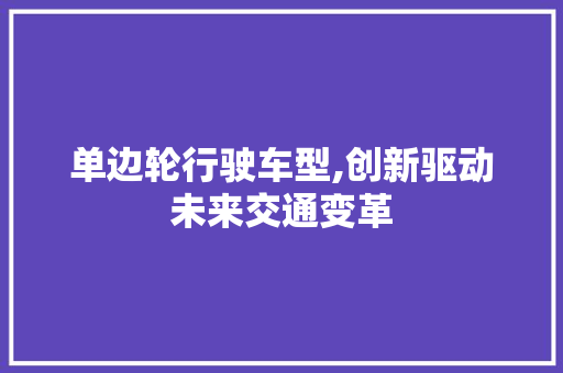单边轮行驶车型,创新驱动未来交通变革