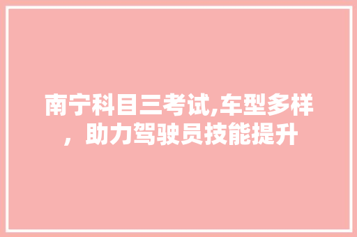 南宁科目三考试,车型多样，助力驾驶员技能提升 车身配件