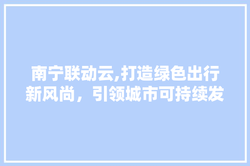 南宁联动云,打造绿色出行新风尚，引领城市可持续发展