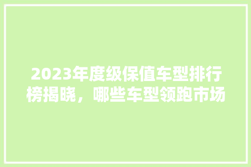 2023年度级保值车型排行榜揭晓，哪些车型领跑市场