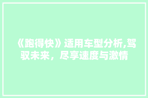 《跑得快》适用车型分析,驾驭未来，尽享速度与激情