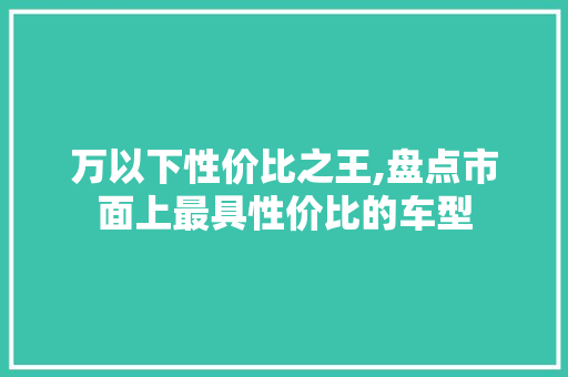 万以下性价比之王,盘点市面上最具性价比的车型