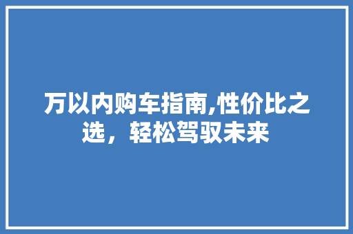 万以内购车指南,性价比之选，轻松驾驭未来