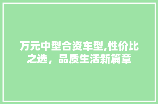 万元中型合资车型,性价比之选，品质生活新篇章