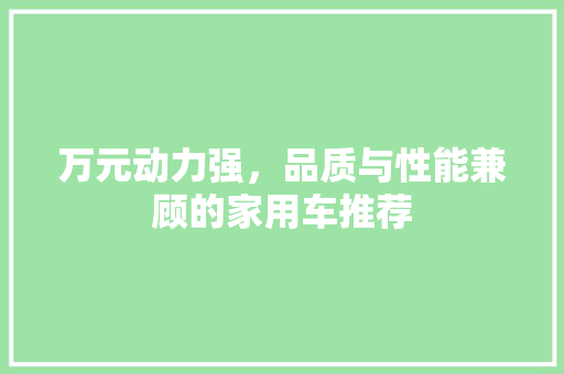 万元动力强，品质与性能兼顾的家用车推荐