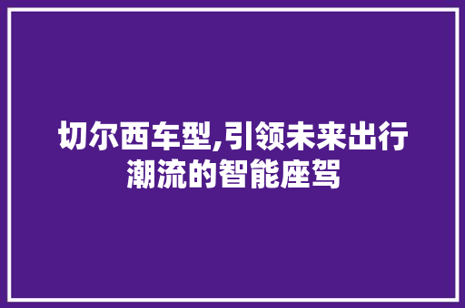 切尔西车型,引领未来出行潮流的智能座驾