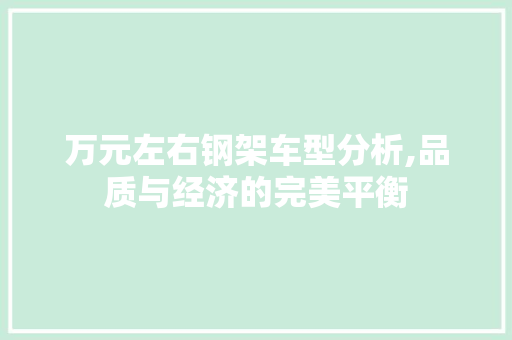 万元左右钢架车型分析,品质与经济的完美平衡