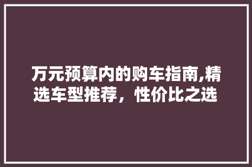 万元预算内的购车指南,精选车型推荐，性价比之选