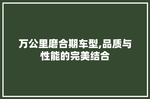 万公里磨合期车型,品质与性能的完美结合