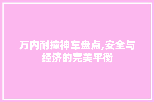 万内耐撞神车盘点,安全与经济的完美平衡