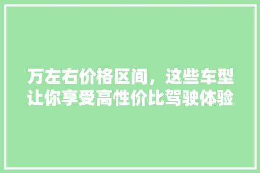 万左右价格区间，这些车型让你享受高性价比驾驶体验