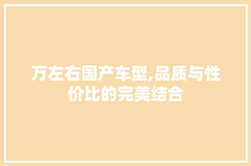 万左右国产车型,品质与性价比的完美结合