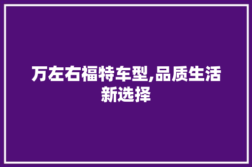 万左右福特车型,品质生活新选择