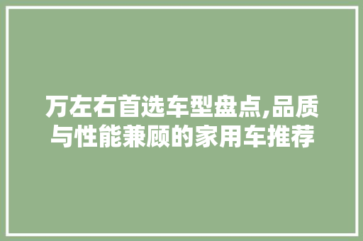万左右首选车型盘点,品质与性能兼顾的家用车推荐
