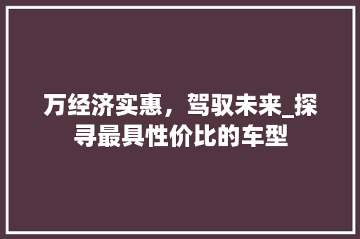 万经济实惠，驾驭未来_探寻最具性价比的车型